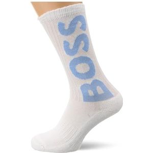 BOSS Heren QS Rib Logo CC sokken met logo van biologisch katoen, Open White115