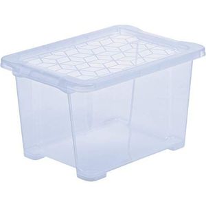 Rotho Evo Easy opbergdoos 15 liter met deksel van voedselveilig kunststof (PP) BPA-vrij, blauw/transparant, 15 liter (39,0 x 28,0 x 23,0 cm)