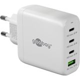 goobay 64822 USB C PD multiport snellader 4 poorten (65 W) / 1 x USB A 3 x USB C ingang/Power Delivery/voeding voor iPhone oplaadkabel en andere telefoons