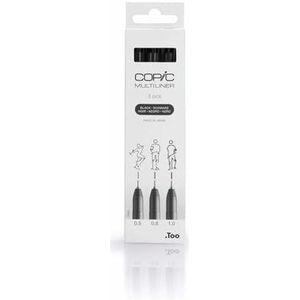 Copic Multiliner Fineliner Pennen met brede punt, zwart, kunst, kleuren, design, anime, professioneel, beginners, kleuren, 3 stuks