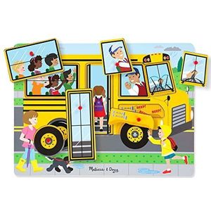 Melissa & Doug Puzzel met geluid, bus, cadeau voor kinderen van 2, 3, 4 jaar, Montessori houten speelgoed, speelgoed voor de 1e leeftijd, klassiek houten speelgoed, educatief speelgoed, activiteits-