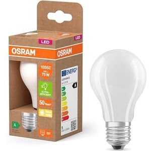 OSRAM Superstar Classic A 75 led in de vorm van een gloeilamp van matglas, 5 W, 1055 lm, E27, 2700 K voor warm wit licht, EEK A, diameter 60 mm.