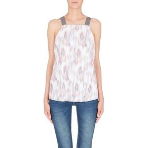 Armani Exchange sans Manches, Plissé, Bretelles avec Logo T-Shirt Femme, Optc. White Secret Garden, M