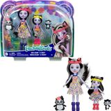 Enchantimals Zusterset met minipoppen, salie en sabella stinkdier, 2 minifiguren en accessoires, kinderspeelgoed, HCF82