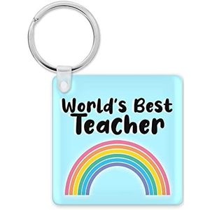 KBH16, grappige sleutelhanger, afscheidscadeau voor collega's, beste leraren ter wereld, grappige sleutelaccessoires, meerkleurig, 5,8 cm x 5,8 cm, Meerkleurig, 5.8cm x 5.8cm