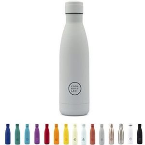 Cool Bottles - Roestvrijstalen fles - 500 ml - Pastel grijs - 26,5 x 7 cm - Thermosfles - 36 uur koude dranken en 18 uur warm - Triple-Cool Technology - BPA-vrij
