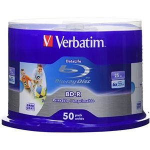VERBATIM 43812 25 GB BD-R onbewerkte Blu-ray-discs – Blu-ray-discs (BD-R, 25 GB, 405 Nm,spoel, 50 stuks