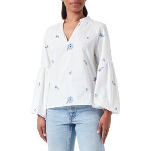 DreiMaster Tunique vintage pour femme 37326309-DR05, blanc laine/bleu, taille M, Blanc laine et bleu, M