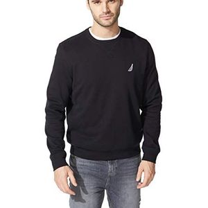 Nautica Fleece Sweatshirt voor heren, ronde hals, Echt zwart.
