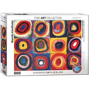EuroGraphics Puzzel kleurstudie, vierkanten met concentrische cirkels van Wassily Kandinsky 1000 stukjes