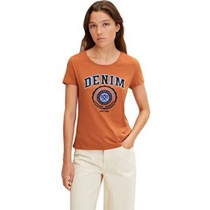 TOM TAILOR Denim T-shirt dames, 30027 - barnsteen, oranje, XL, 30027 - amber oranje