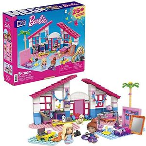 MEGA Barbie Het huis van Malibu met 2 minifiguren, bouwsteenset, 303-delig, voor kinderen vanaf 5 jaar, GWR34