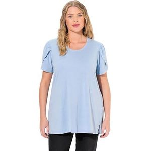 Ulla Popken T-shirt met Drapiertem Arm,a-line T-shirt voor dames (1 stuk), Lavendel, 48-50