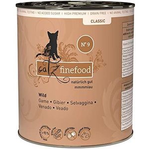 catz finefood Nr. 9 Wild Food Natvoer voor katten, geraffineerd met aardappelen en cranberry, 6 x 800 g blikjes