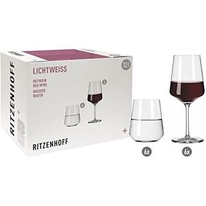 RITZENHOFF Rode wijn- en waterglazen, set van 6 #2 met 6 rode wijnglazen en 6 kristallen waterglazen - vaatwasmachinebestendig - geschenkdoos