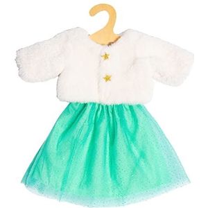 Heless 2370 - Yuki poppenkleding 2-delig in wit en turquoise met jas en rok van glittertule voor poppen en pluche dieren van 35-45 cm