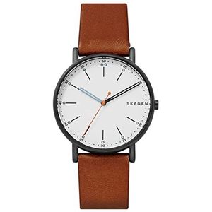 Skagen Signatur Herenhorloge, quartz uurwerk met roestvrijstalen lederen band, Bruin en Zwart, 40 mm, Stijlvol