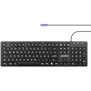 Perixx Periboard-117 PS2-toetsenbord, bekabeld, comfortabel typen, gebogen toetsen, QWERTZ-lay-out, zwart