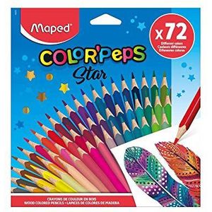 Maped - Color'Peps Classic kleurpotloden - palet met 72 levendige kleuren - ergonomisch driehoekig potlood - zakje met 72 houten potloden 832072