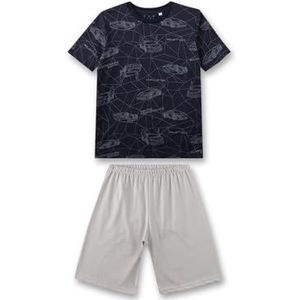 Sanetta Pyjama garçon court bleu | Pyjama en coton de haute qualité et confortable pour garçons. Ensemble de pyjama pour garçon, bleu, 128