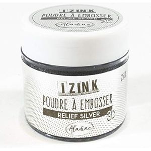 Aladine - Izink Silver Embossing Poeder - Embossing - 3D volume-effect voor scrapbooking en creatief karton - Scrap in reliëf kleur zilver - 25 ml pot