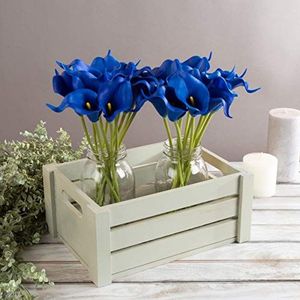 Pure Garden 24 stuks kunstbloemen met realistische stelen voor thuis, bruiloft, babyshower, koningsblauw