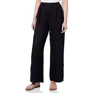 Bonateks, Vloeiende rechte broek, met zakken en elastische tailleband, maat 40, US L, zwart, Made in Italy, zwart, 42, zwart.