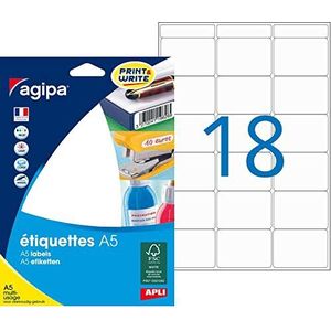 Agipa 114015 etui A5, 288 etiketten, 32 x 40 mm, wit