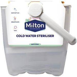 Koude sterilisatiebak | sterilisator voor babyflessen, fopspenen en accessoires voor baby's | Capaciteit van 6 standaard flessen | 5 l - Milton