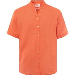 BRAX Style Lionel U Linen Garment Dye Chemise pour Homme en Lin D'été avec Col Montant, Rouge Pastèque, XXL