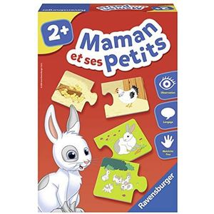 Ravensburger Educatief spel, mama en haar kleintjes, ontdekking van de dieren, eerste verenigingsspel, puzzel voor kinderen in de eerste leeftijd, vanaf 2 jaar 24023
