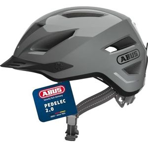 ABUS Pedelec 2.0 City helm fietshelm met achterlicht en regenkap voor stadstransport voor dames en heren, grijs, M