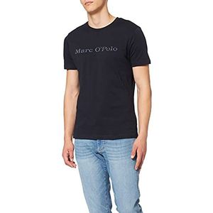 Marc O'Polo Heren 51230, heren T-shirt met inside-print, comfortabel bovendeel van biologisch katoen, casual shirt met korte mouwen voor heren, blauw (Deep Ocea, L