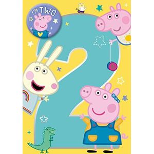 Officiële Peppa Pig verjaardagskaart voor de 2e verjaardag, met opschrift ""Look Who's 2