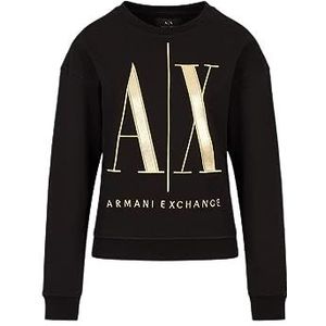 Armani Exchange Icon Maxi Logo Gold geborduurde manchetten zwart trainingspak dames, zwart.