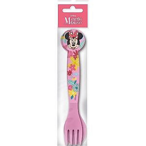 Disney Minnie Mouse roze bestek van kunststof, vork en lepel, 2 stuks