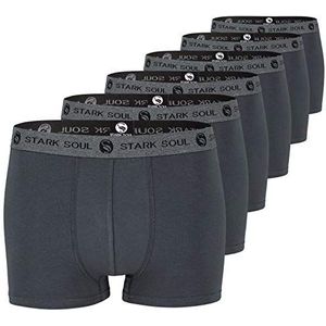 STARK SOUL Set van 6 boxershorts voor heren, katoen, boxershorts, maat M-XXL, 6 stuks donkergrijs