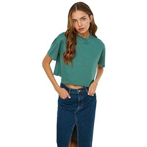 Trendyol crop dames gebreid shirt, Groen