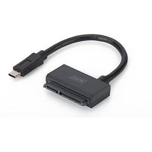 DIGITUS USB 3.1 type C (Gen 1) naar SATA 3 adapterkabel voor 2,5 inch SSD, tot 6 Gbit/s, opslagcapaciteit tot 5 TB, UASP ondersteuning, plug & play, zwart
