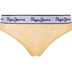 Pepe Jeans Mesh Thong Bikiniondergoed voor dames, 1 stuk, Geel (Geel)