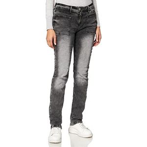 Street One Jeans voor dames, casual fit, halfhoge taille, slim been, Black Heavy Random Wash