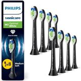Philips Sonicare W2 Optimal White - Têtes de brosse à dents de rechange d'origine, noir, lot de 8, HX6068/88