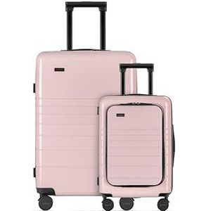 ETERNITIVE - Set van 2 koffers – klein en medium | Reiskoffer van polycarbonaat en ABS | Harde koffer met TSA-slot | 360° rolkoffer, Roze, Set van 2 koffers (S+L)