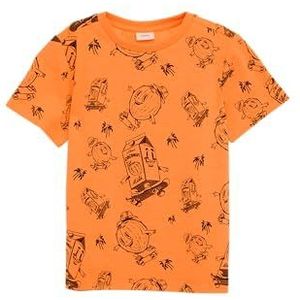 T-shirt en coton avec imprimé intégral, Orange, 140
