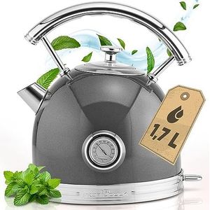 ProfiCook WKS 1192 - Vintage Retro waterkoker -Antraciet, Zilver  - 1.7L - 2200 W