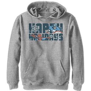 Marvel Classic - Happiest of Holidays YTH Hoodie Heather Grey 5/6, Heather Grey, 5 jaar, Heather Grijs