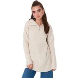 Trendyol Damestrui, bescheiden, casual, hoge hals, kabelgebreid, grijs, S, grijs.