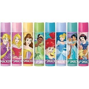 Lip Smacker Disney Princess Party Set van 8 gearomatiseerde lipgloss voor kinderen, geïnspireerd op Disney-prinsessen, transparant, hydraterend en verfrissend