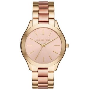 Michael Kors Slim Runray Dameshorloge, 42 mm kast, drie-wijzer mechanisme, roestvrijstalen band, Roze, 42 mm