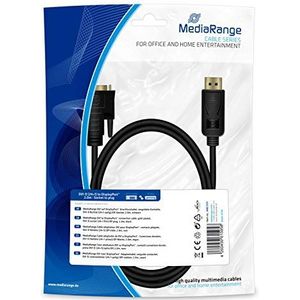 MediaRange DVI naar DisplayPort™ aansluitkabel | vergulde contacten | DVI-D (24+1-polig) | DP-stekker | zwart | 2m